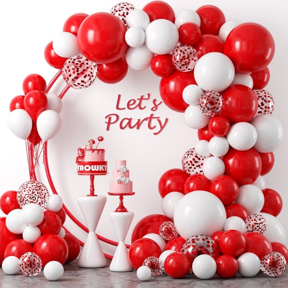 Red and White Balloon Garland Arch Kit, 124 pieces